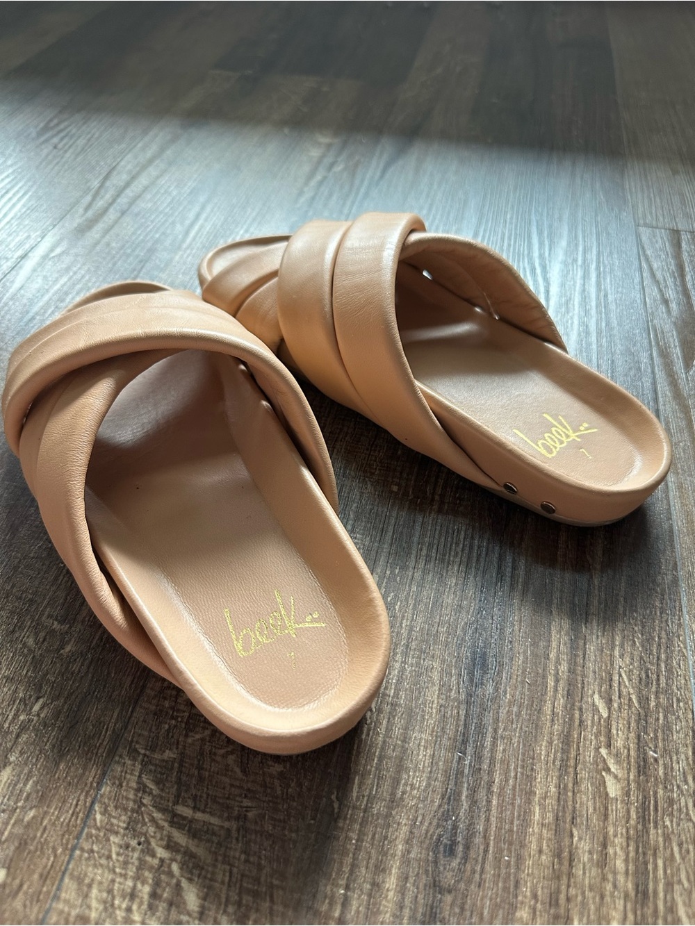 beek Merlin Crisscross Slide Sandals in Beige - Picture 2 of 7